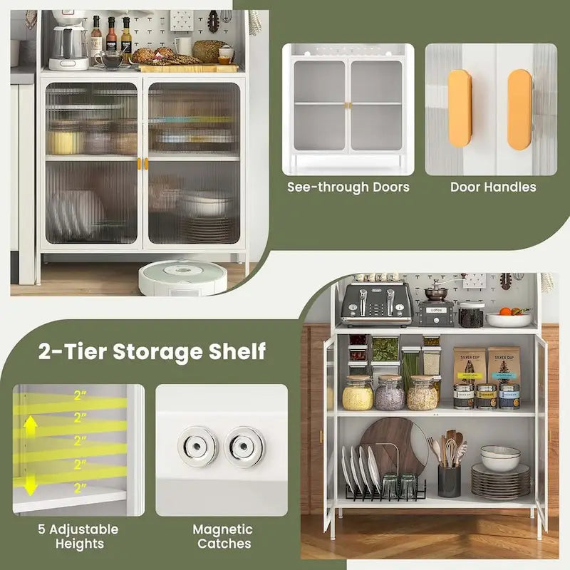 Étagère de rangement pour buffet de cuisine de 63,5 cm de haut, avec garde-manger et support à pâtisserie sur pied.