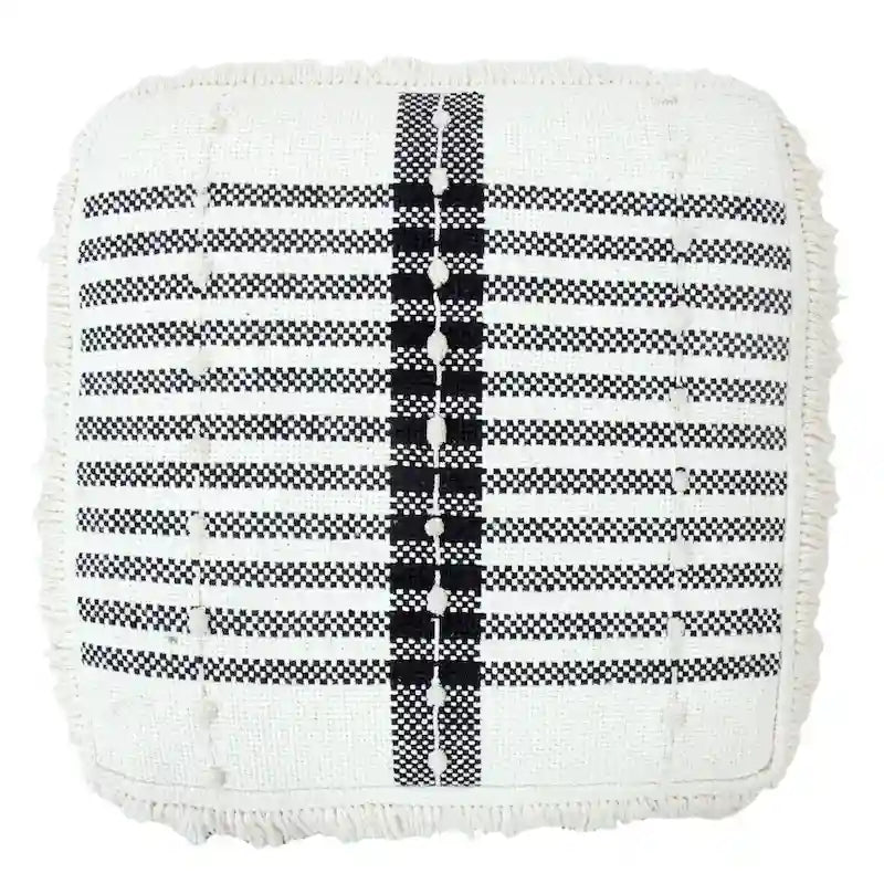 Pouf HomeRoots 18 Blanc 100% Coton