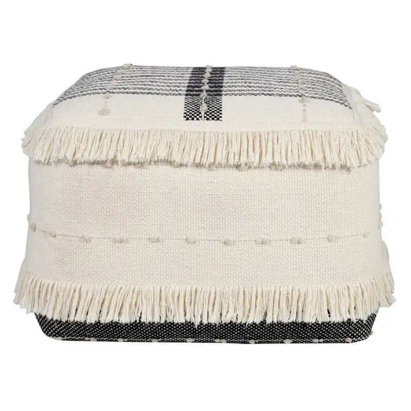 Pouf HomeRoots 18 Blanc 100% Coton