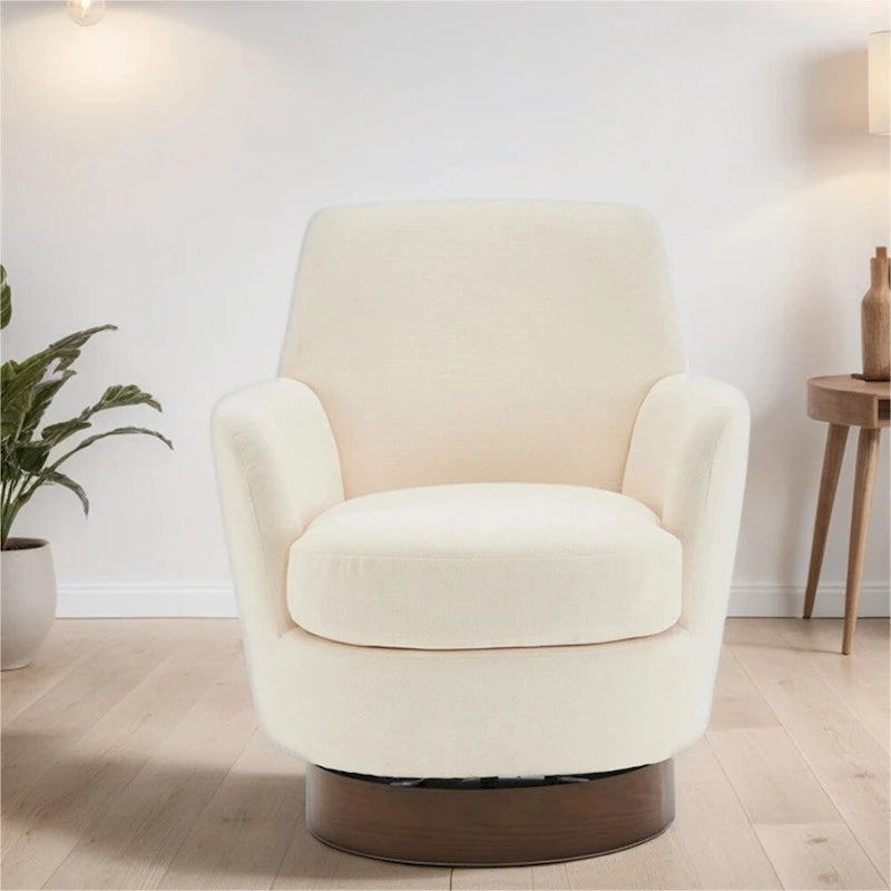 Fauteuil pivotant rond avec piètement en acier inoxydable