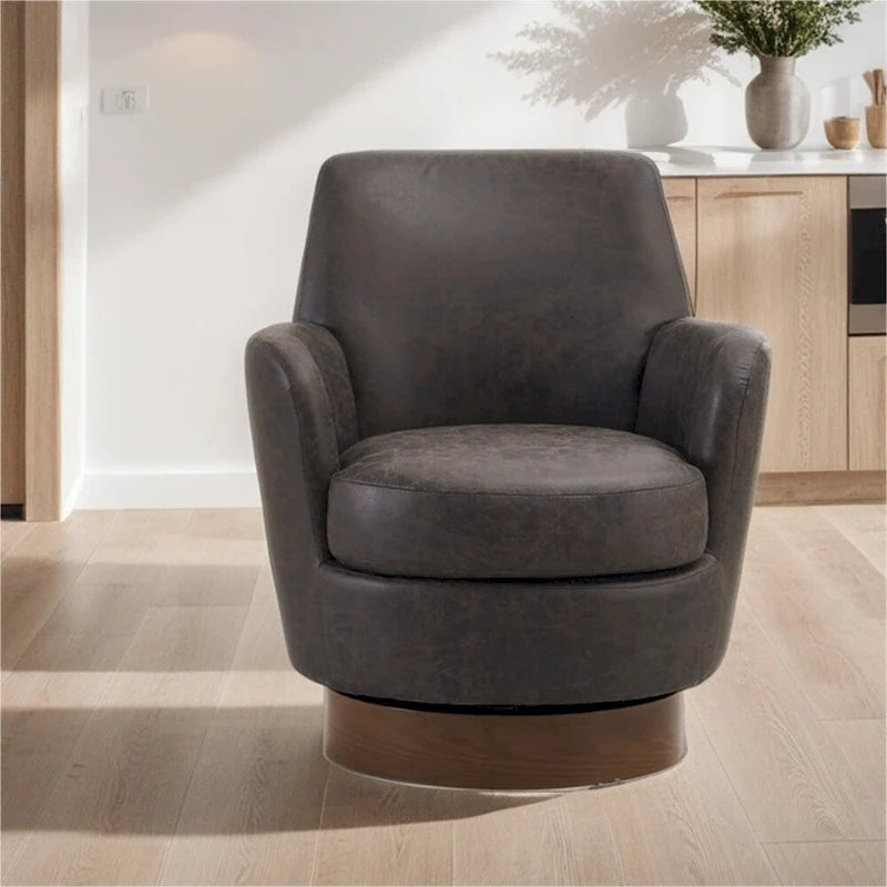 Fauteuil pivotant rond avec piètement en acier inoxydable