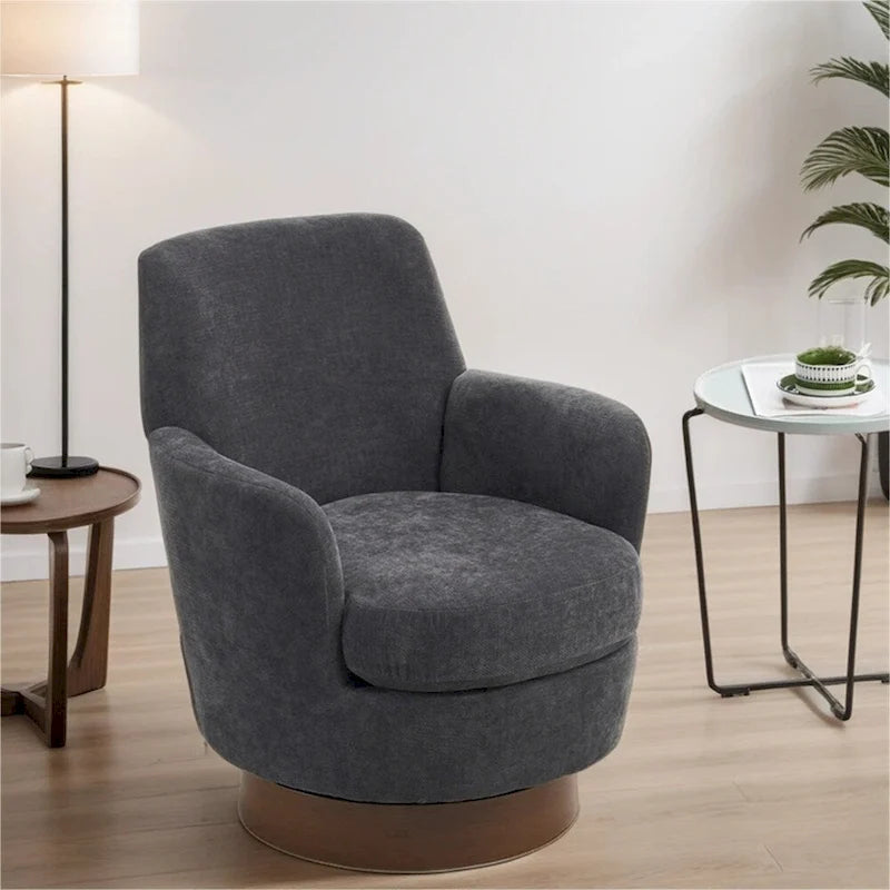 Fauteuil pivotant rond avec piètement en acier inoxydable
