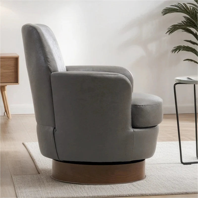 Fauteuil pivotant rond avec piètement en acier inoxydable