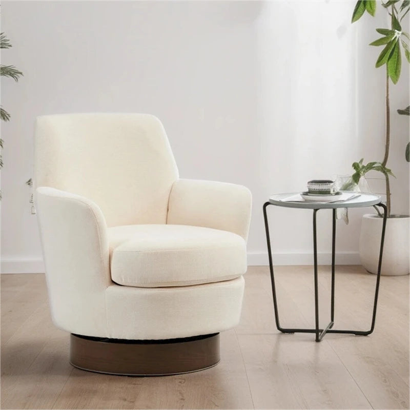 Fauteuil pivotant rond avec piètement en acier inoxydable