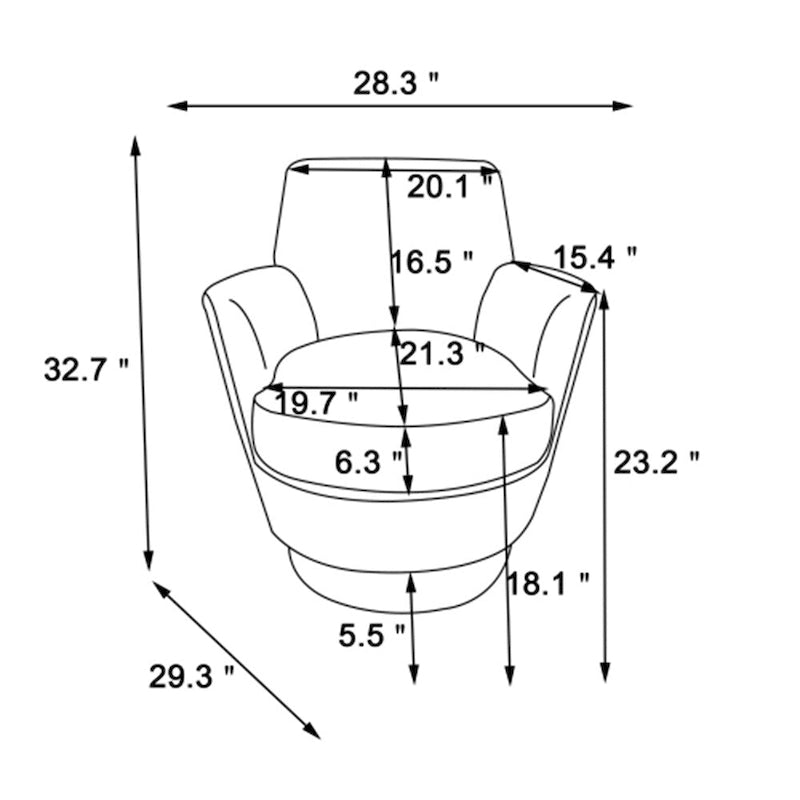 Fauteuil pivotant rond avec piètement en acier inoxydable