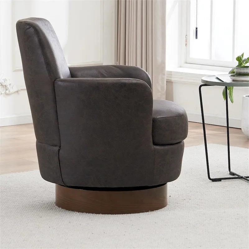 Fauteuil pivotant rond avec piètement en acier inoxydable
