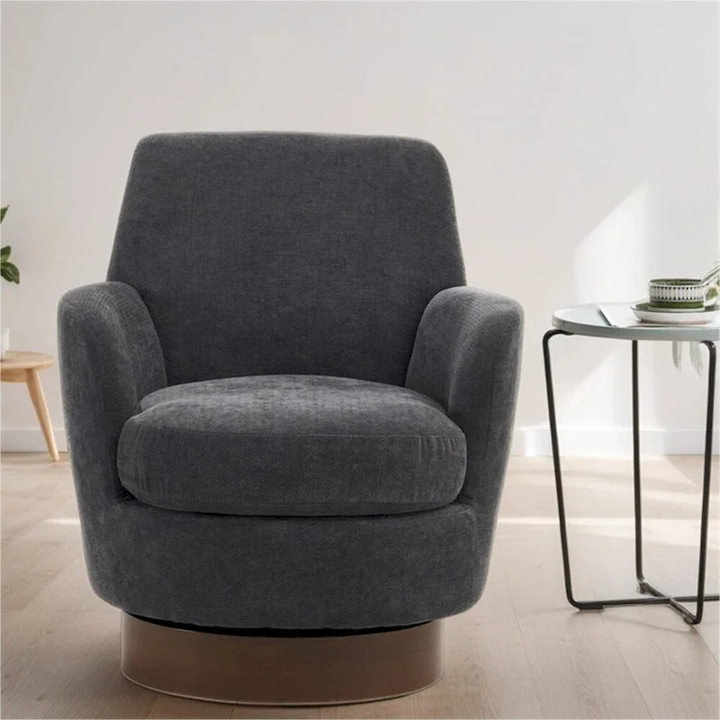 Fauteuil pivotant rond avec piètement en acier inoxydable