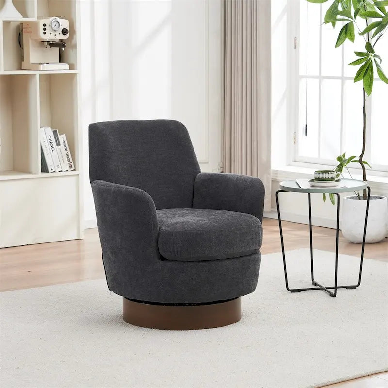 Fauteuil pivotant rond avec piètement en acier inoxydable