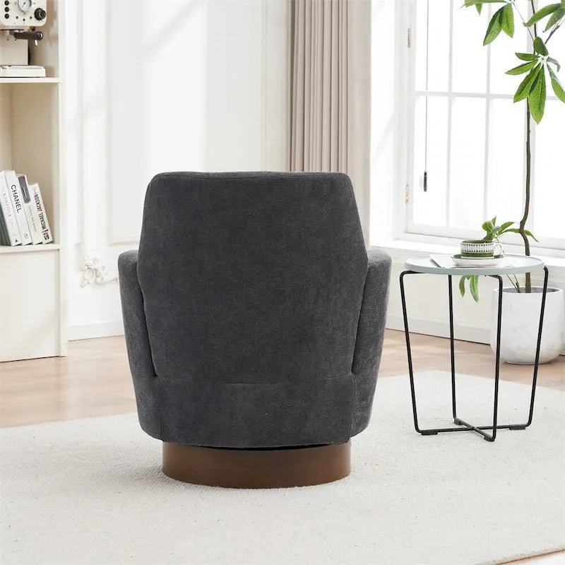 Fauteuil pivotant rond avec piètement en acier inoxydable