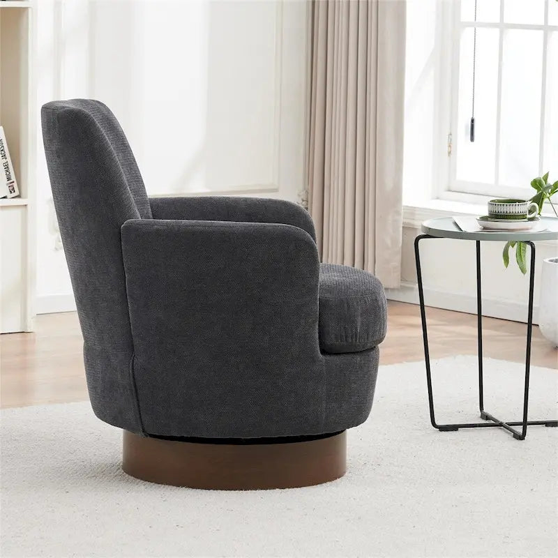 Fauteuil pivotant rond avec piètement en acier inoxydable