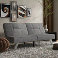 Canapé-lit futon pliable et convertible, revêtu de lin, moderne, idéal pour les petits espaces.