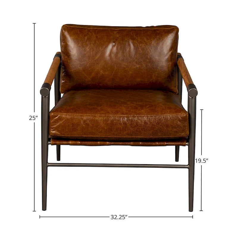 Fauteuil d'appoint en cuir McBeal, couleur chocolat