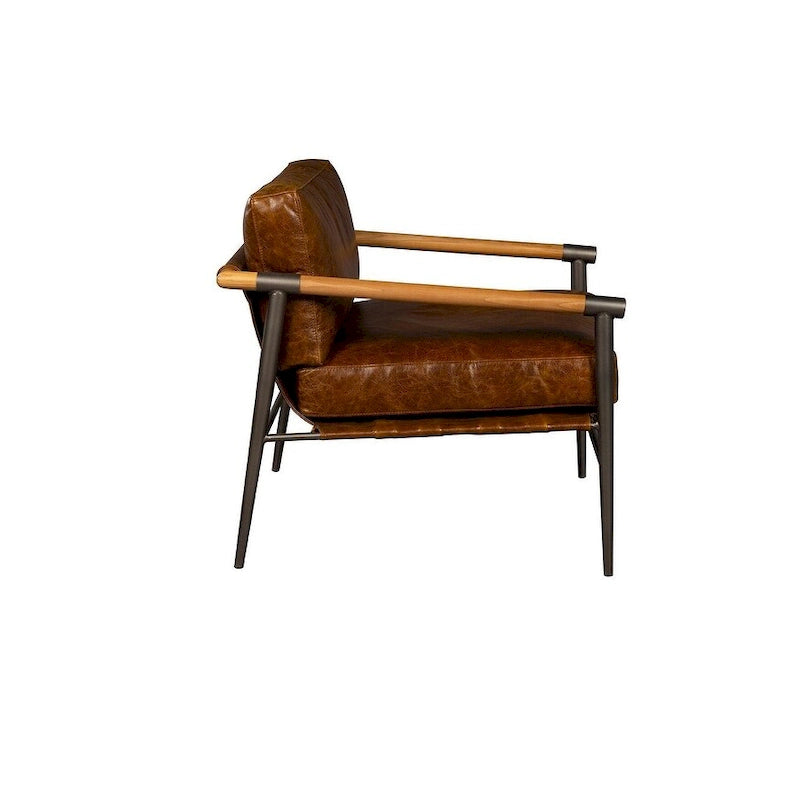Fauteuil d'appoint en cuir McBeal, couleur chocolat