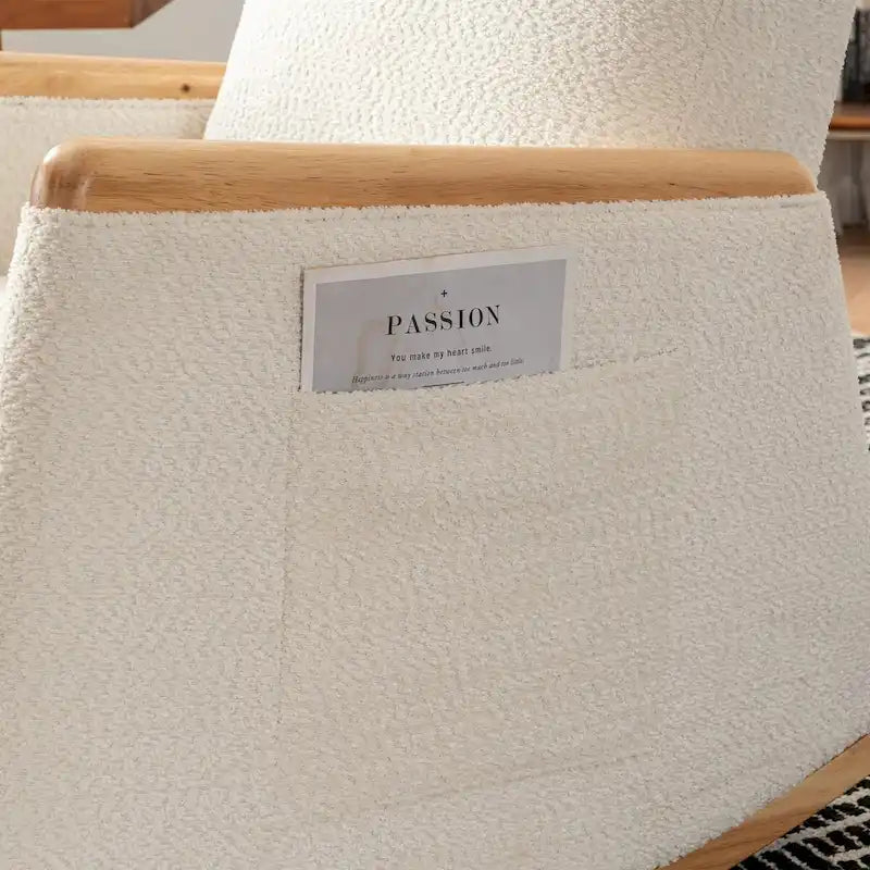 Fauteuil à bascule d'appoint avec repose-pieds, dossier haut, pieds en bois d'hévéa, pour chambre ou salon