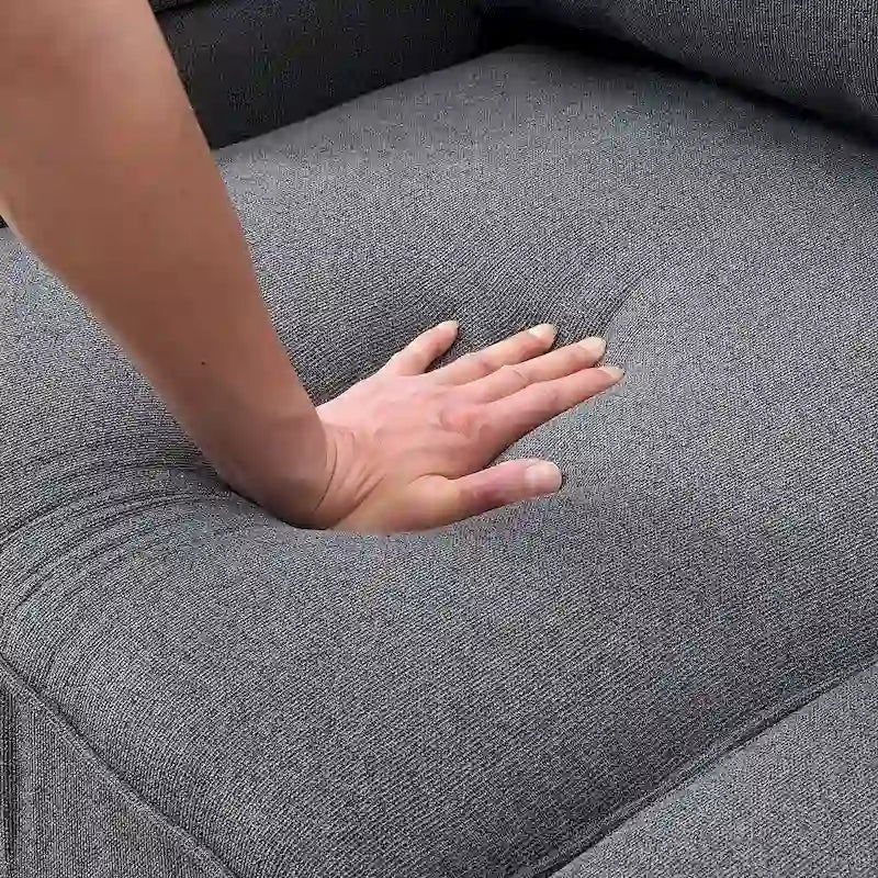 Canapé moderne 4 places en lin, 104 pouces, avec poches sur les accoudoirs et 4 coussins