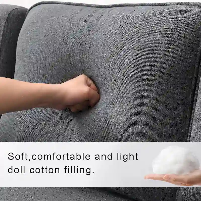 Canapé moderne 4 places en lin, 104 pouces, avec poches sur les accoudoirs et 4 coussins