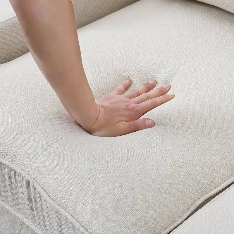 Canapé moderne 4 places en lin, 104 pouces, avec poches sur les accoudoirs et 4 coussins