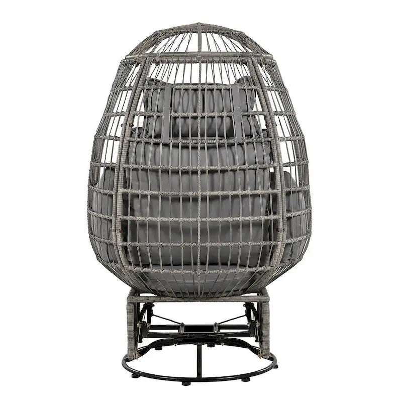 Fauteuil de jardin pivotant en rotin en forme d'œuf avec fonction bascule et coussins