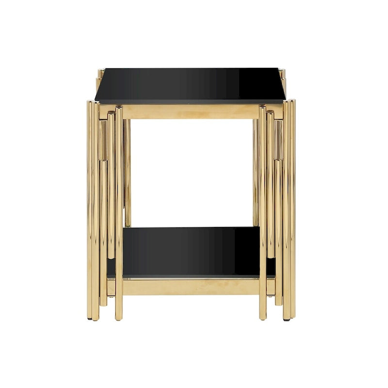 Table d'appoint en acier inoxydable et verre trempé 20 pouces