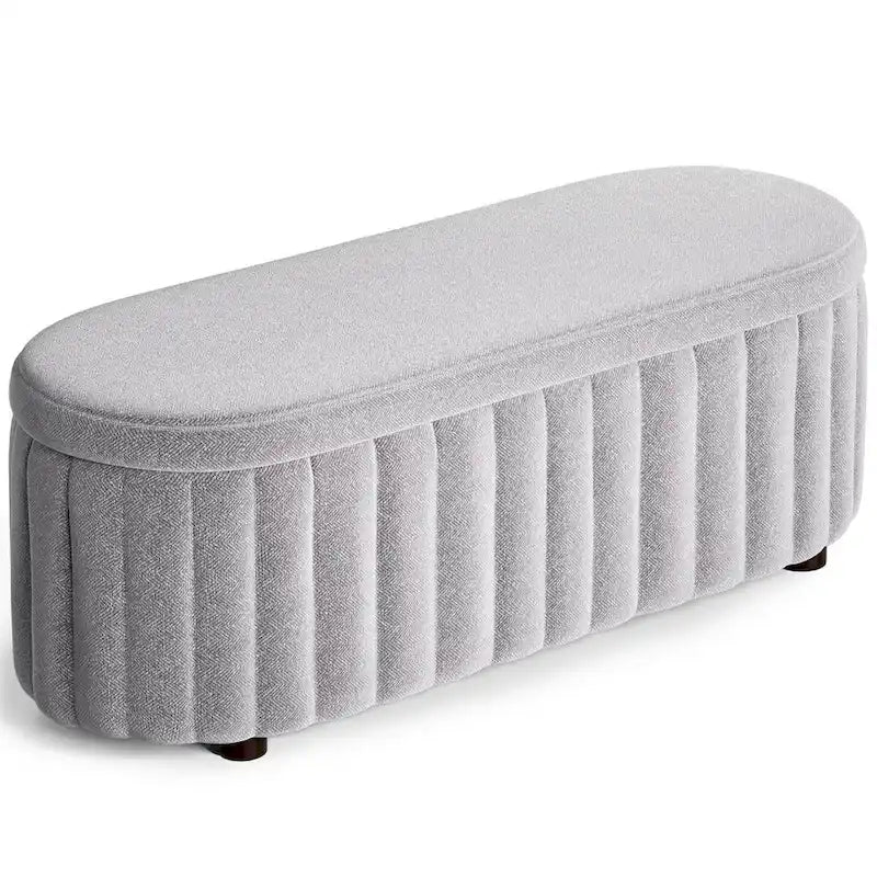 46.1 Banc coffre ottoman rembourré avec charnière de sécurité pour chambre, salon, entrée