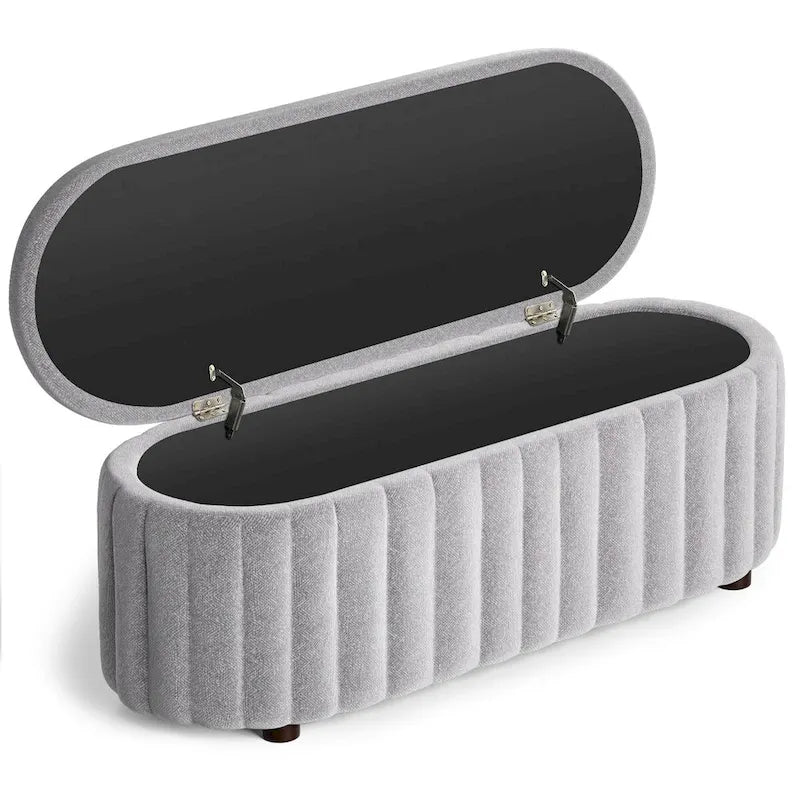 46.1 Banc coffre ottoman rembourré avec charnière de sécurité pour chambre, salon, entrée