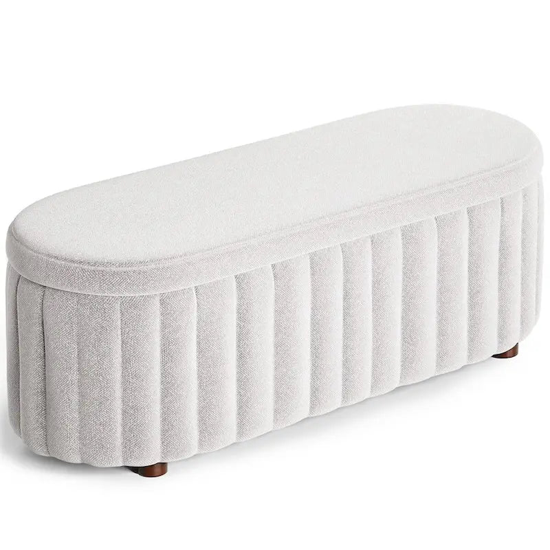 46.1 Banc coffre ottoman rembourré avec charnière de sécurité pour chambre, salon, entrée