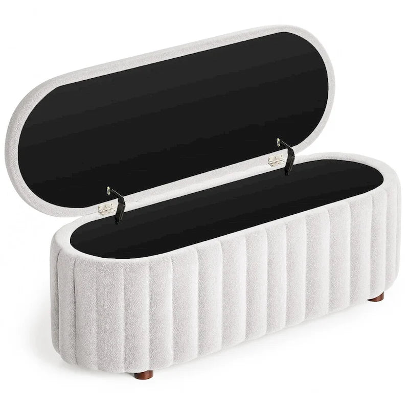 46.1 Banc coffre ottoman rembourré avec charnière de sécurité pour chambre, salon, entrée