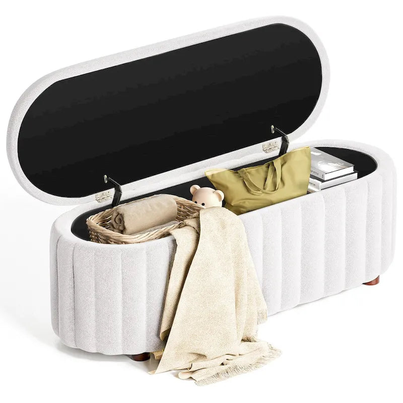46.1 Banc coffre ottoman rembourré avec charnière de sécurité pour chambre, salon, entrée