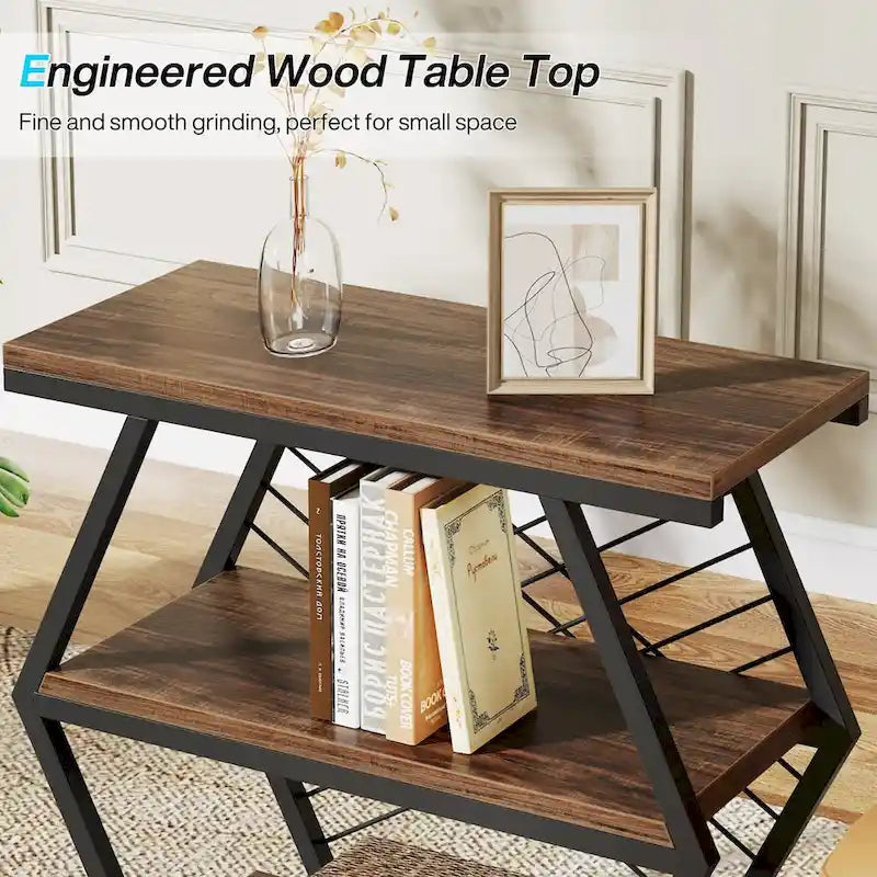 Table d'appoint à 3 niveaux avec structure en métal, idéale comme table de chevet ou table de nuit pour le salon ou la chambre.
