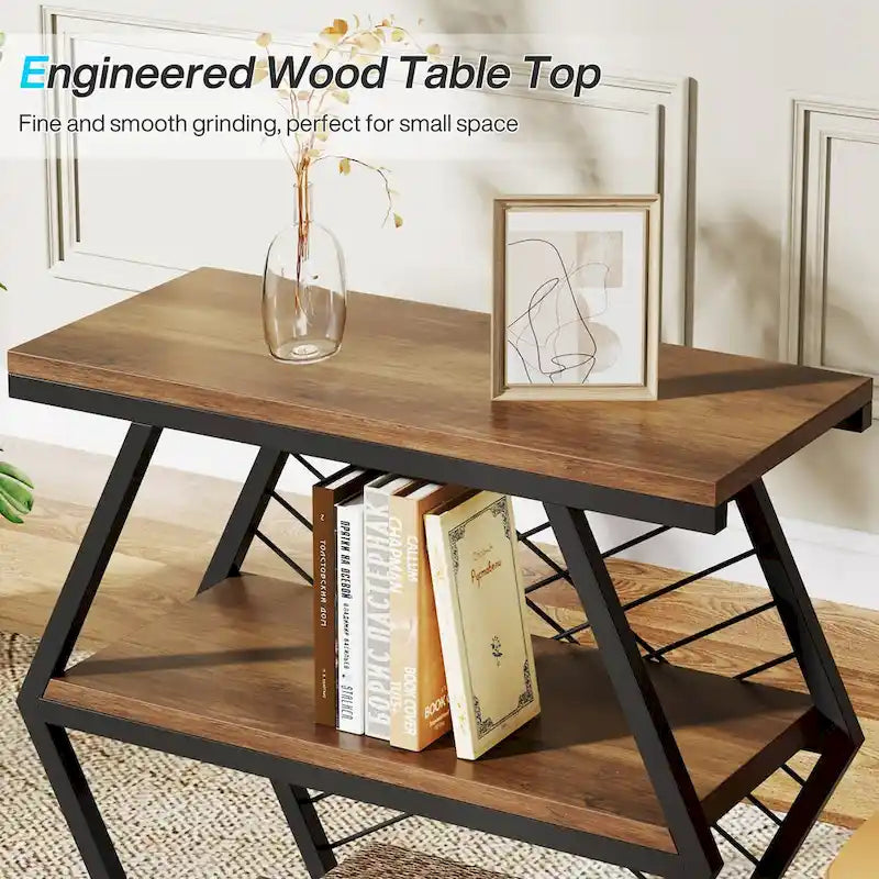 Table d'appoint à 3 niveaux avec structure en métal, idéale comme table de chevet ou table de nuit pour le salon ou la chambre.