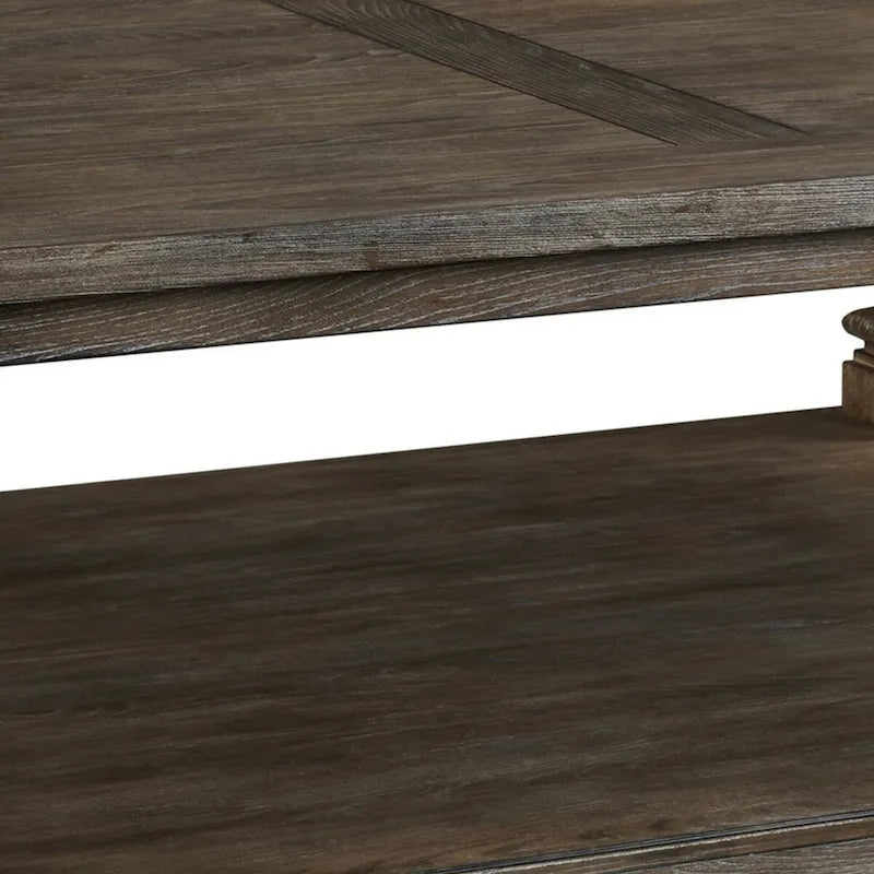 Table basse classique de 137 cm (54 pouces), pieds balustres, plateau spacieux, gris vieilli