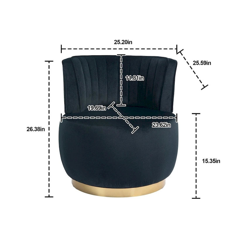 Fauteuils d'appoint pivotants à 360 degrés avec assise rembourrée large