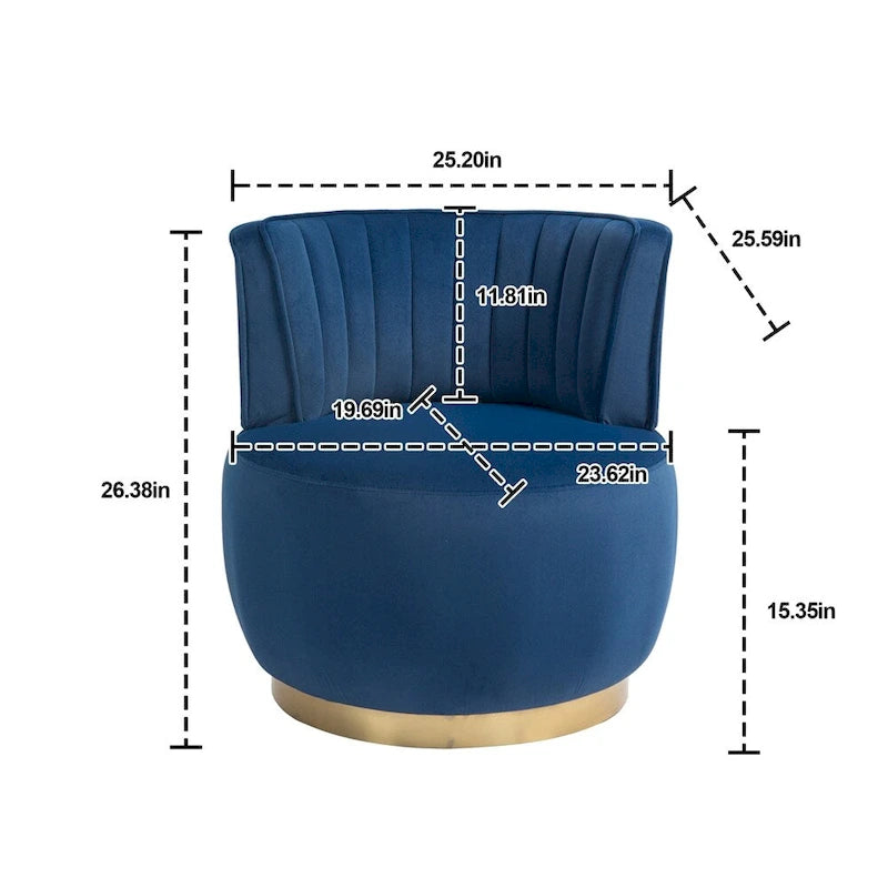 Fauteuils d'appoint pivotants à 360 degrés avec assise rembourrée large