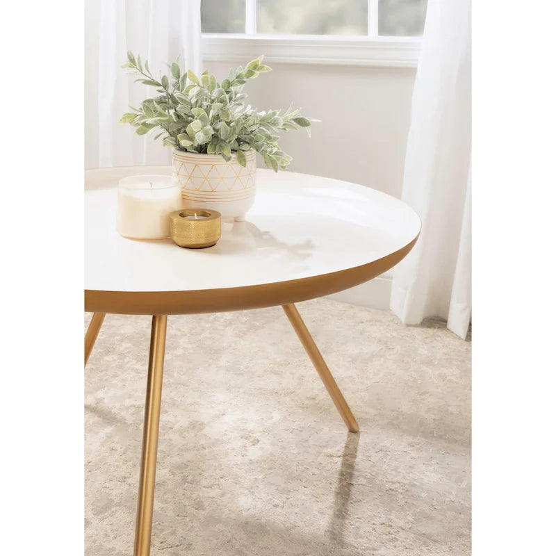Table basse ronde en métal Kate and Laurel Laranya - 25 cm de diamètre