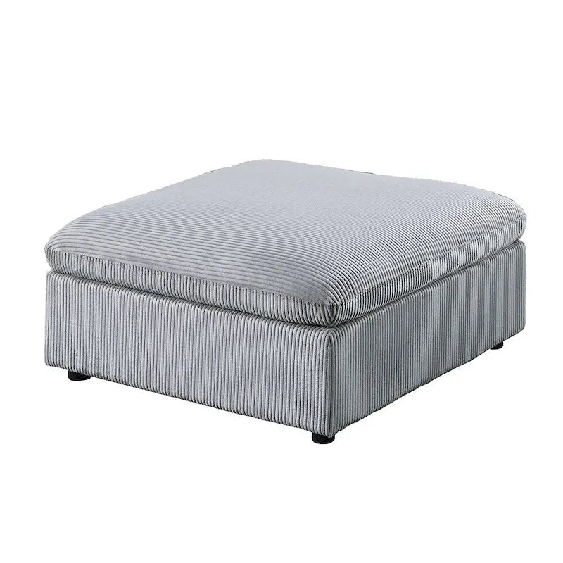 Canapé d'angle modulaire 6 pièces en velours côtelé avec pouf