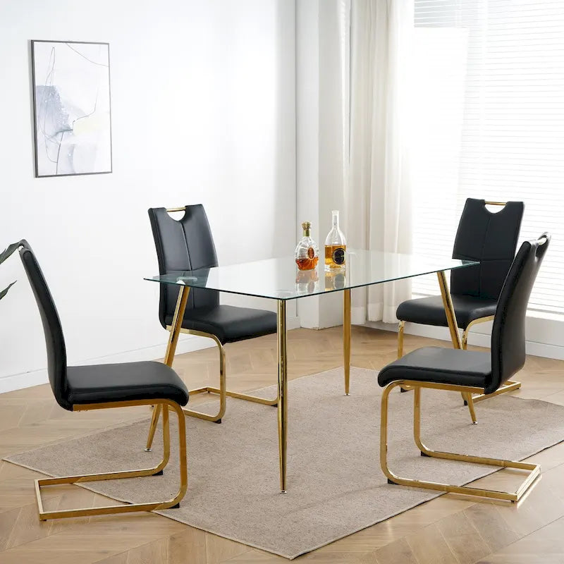 Ensemble de 4 chaises de salle à manger modernes avec pieds en métal chromé
