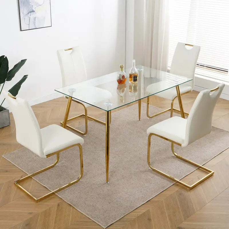 Ensemble de 4 chaises de salle à manger modernes avec pieds en métal chromé
