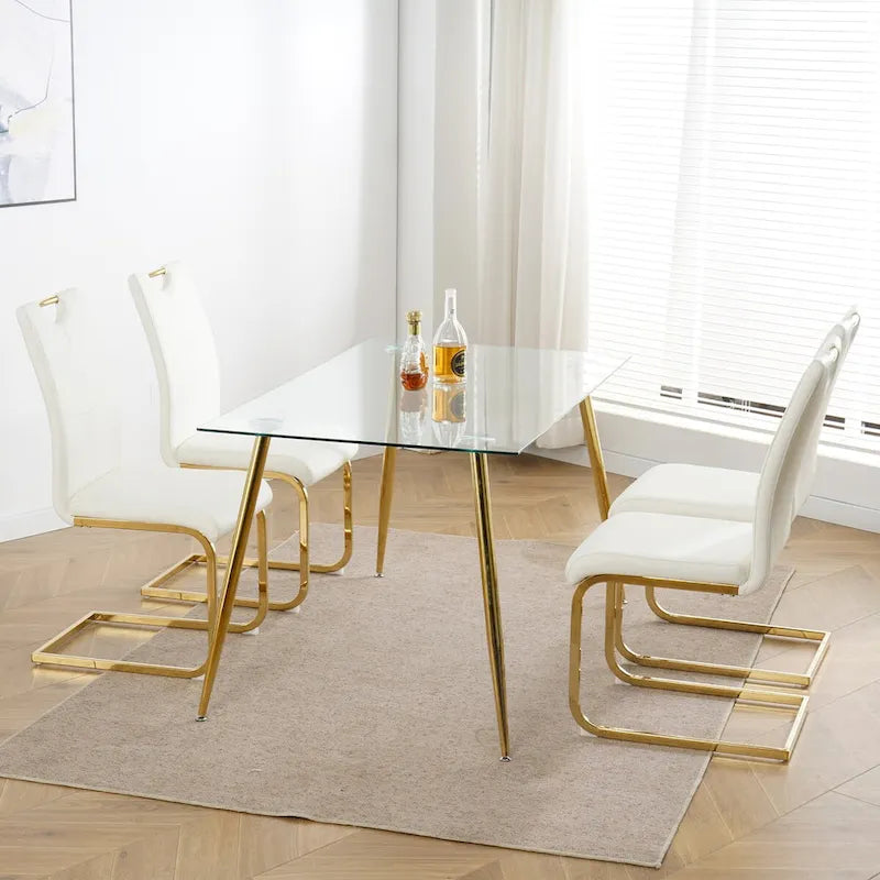 Ensemble de 4 chaises de salle à manger modernes avec pieds en métal chromé