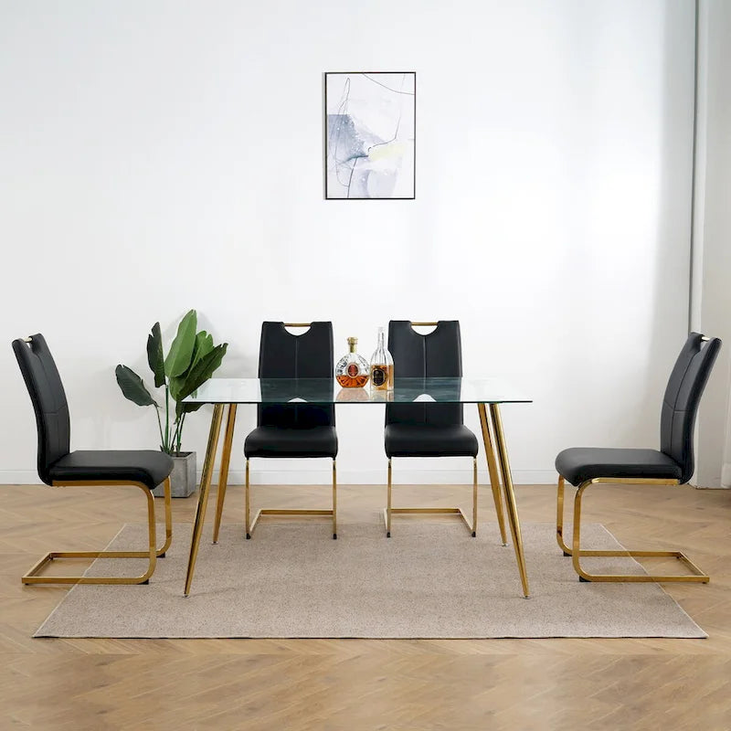 Ensemble de 4 chaises de salle à manger modernes avec pieds en métal chromé