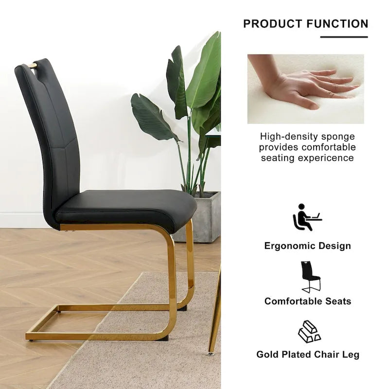 Ensemble de 4 chaises de salle à manger modernes avec pieds en métal chromé