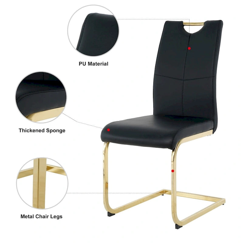 Ensemble de 4 chaises de salle à manger modernes avec pieds en métal chromé