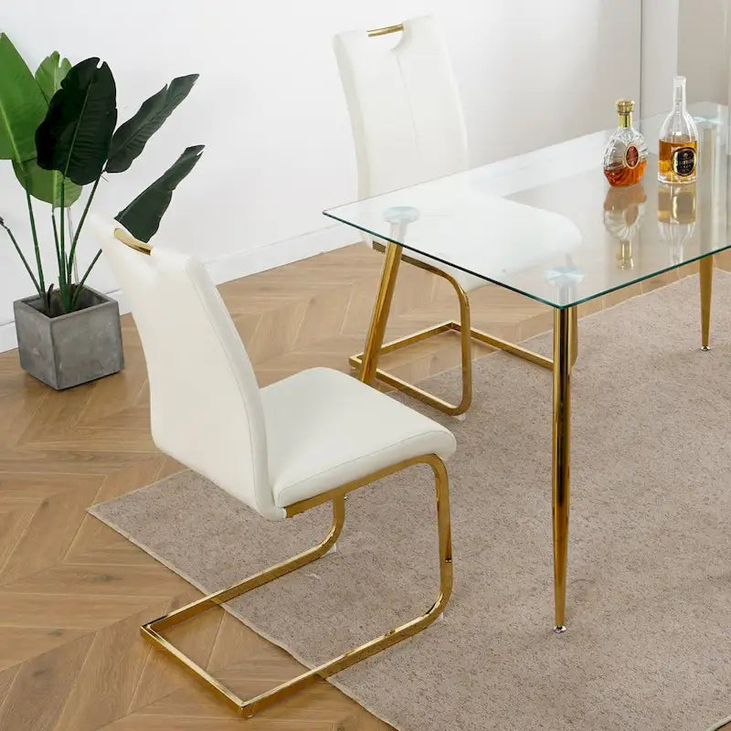Ensemble de 4 chaises de salle à manger modernes avec pieds en métal chromé