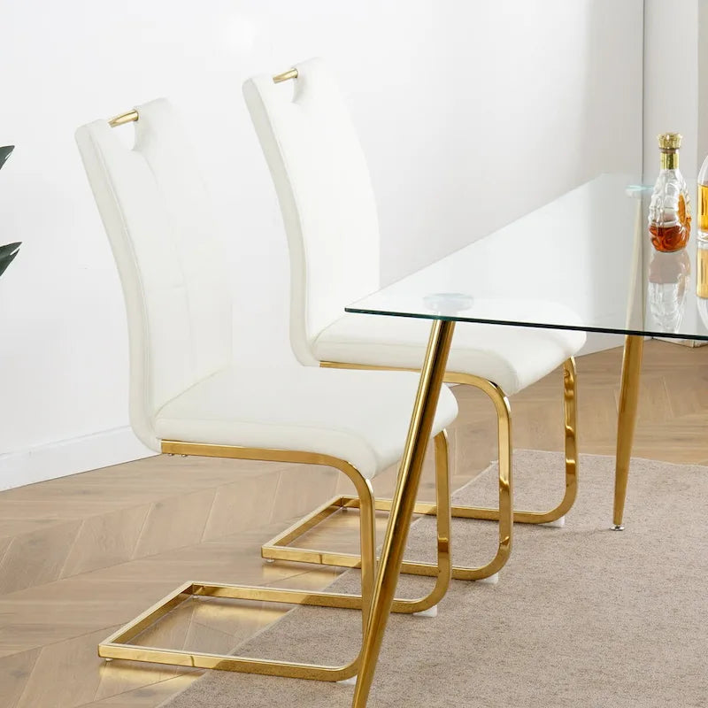 Ensemble de 4 chaises de salle à manger modernes avec pieds en métal chromé