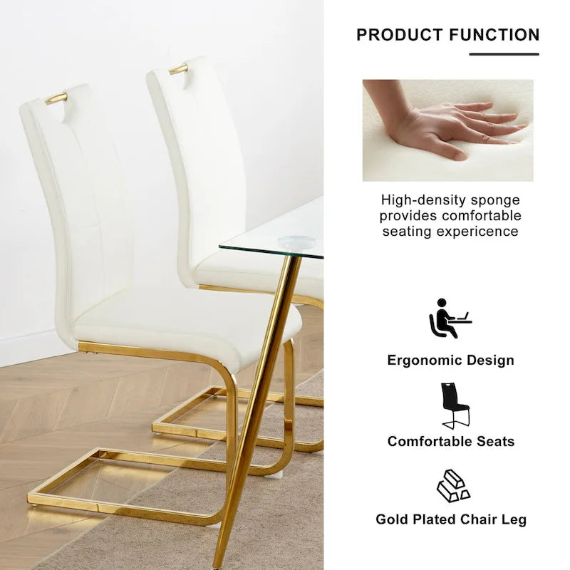 Ensemble de 4 chaises de salle à manger modernes avec pieds en métal chromé