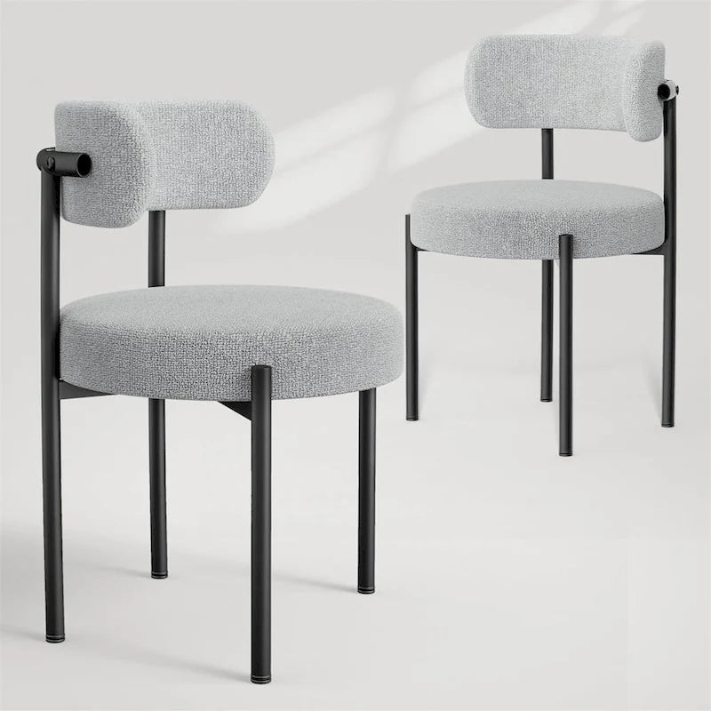 Chaises de salle à manger rondes modernes rembourrées style milieu du siècle - Lot de 2