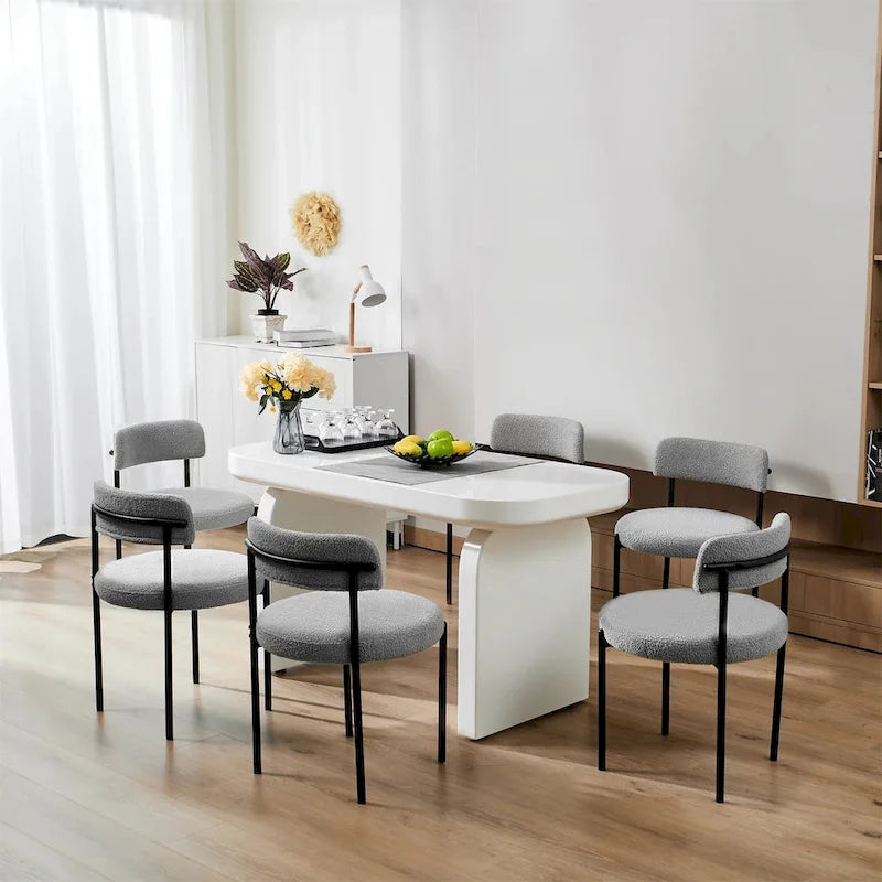 Chaises de salle à manger rondes modernes rembourrées style milieu du siècle - Lot de 2