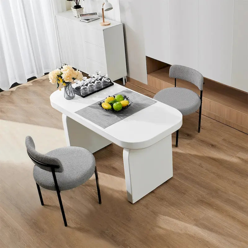 Chaises de salle à manger rondes modernes rembourrées style milieu du siècle - Lot de 2