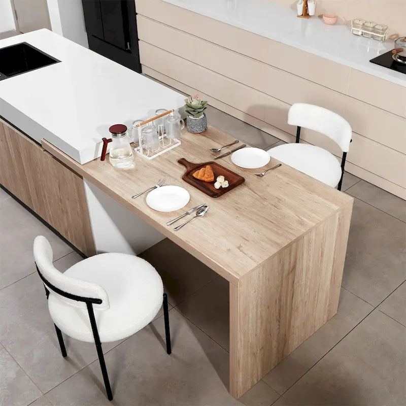 Chaises de salle à manger rondes modernes rembourrées style milieu du siècle - Lot de 2