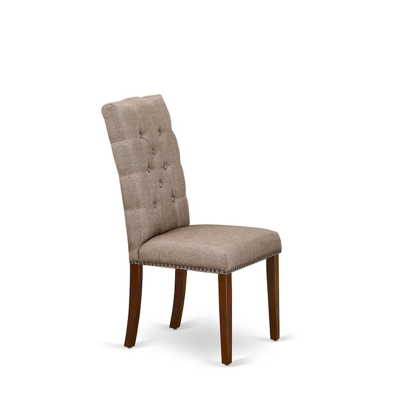 L'ensemble de salle à manger East West Furniture comprend une table rectangulaire à rallonge papillon et des chaises (options de couleur pour l'assise des chaises).
