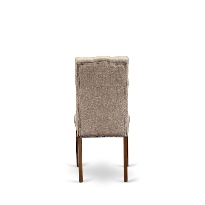 L'ensemble de salle à manger East West Furniture comprend une table rectangulaire à rallonge papillon et des chaises (options de couleur pour l'assise des chaises).